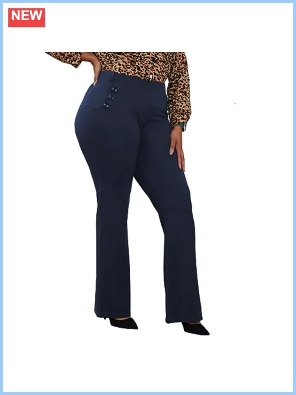 Wrinkle-Free Stretch Dress Pants Plus Size Pull-On Boot Cut Office Pant